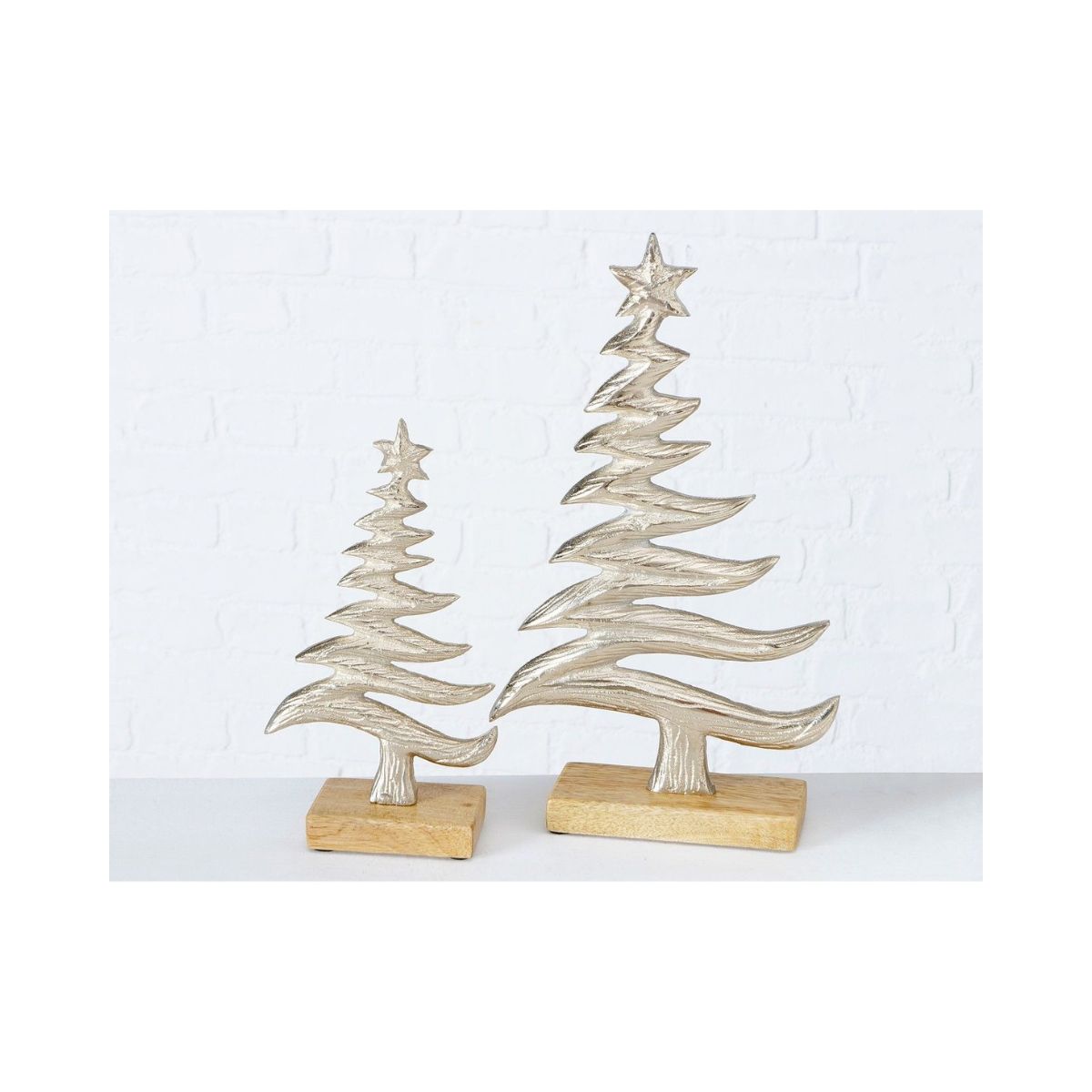 Set 2 decoratiuni argintii din metal si lemn 27 / 16 cm Wipflo Boltze, 2, hectarul.ro