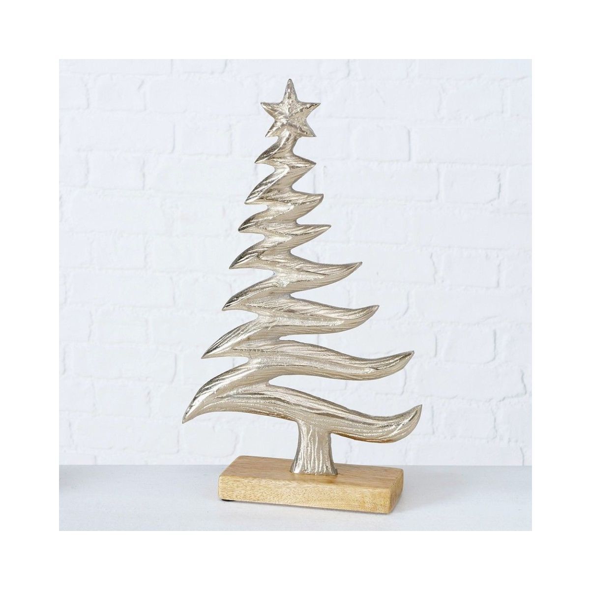 Set 2 decoratiuni argintii din metal si lemn 27 / 16 cm Wipflo Boltze, 4, hectarul.ro