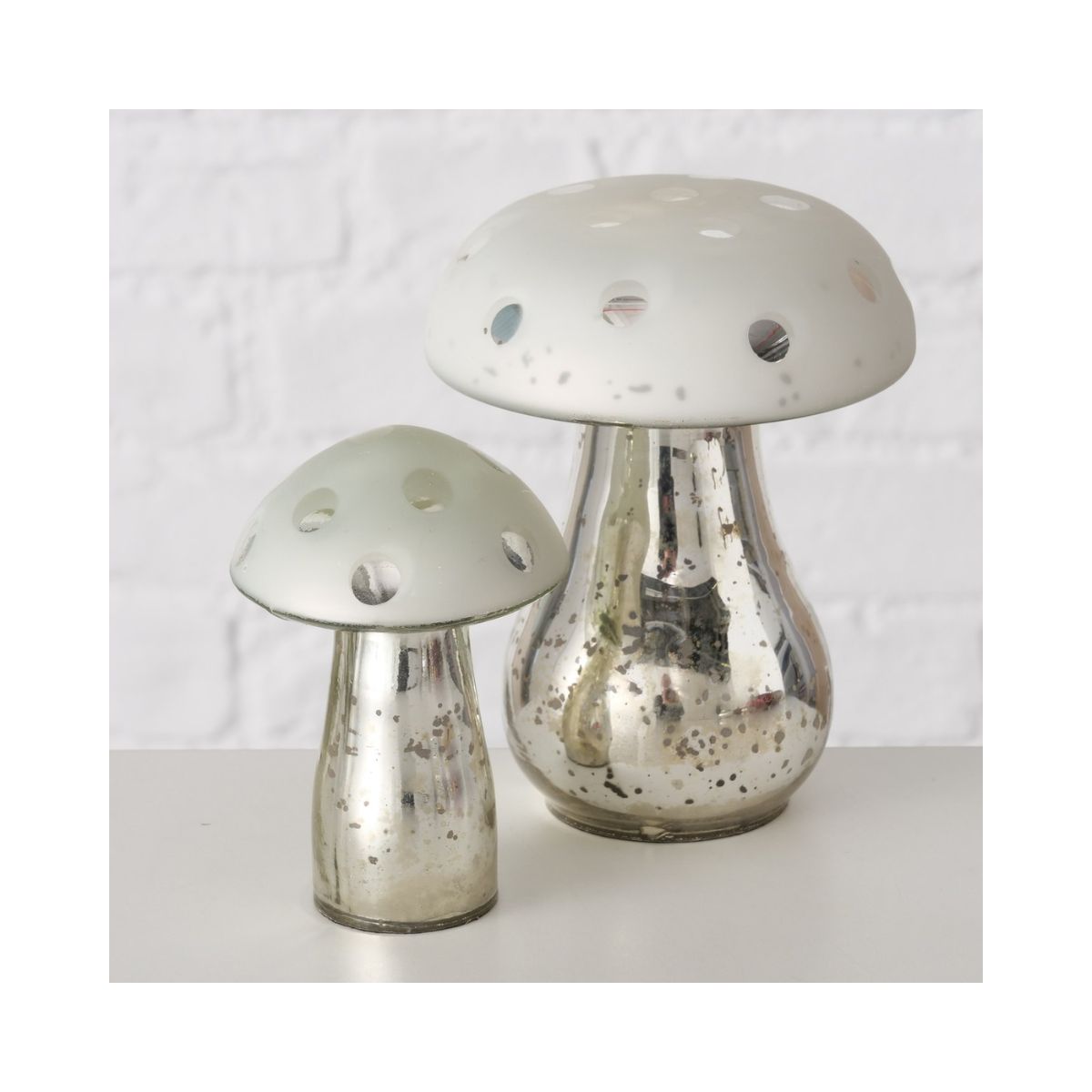 Set 2 decoratiuni argintii din sticla 10 / 13 cm Wipum Boltze, 2, hectarul.ro