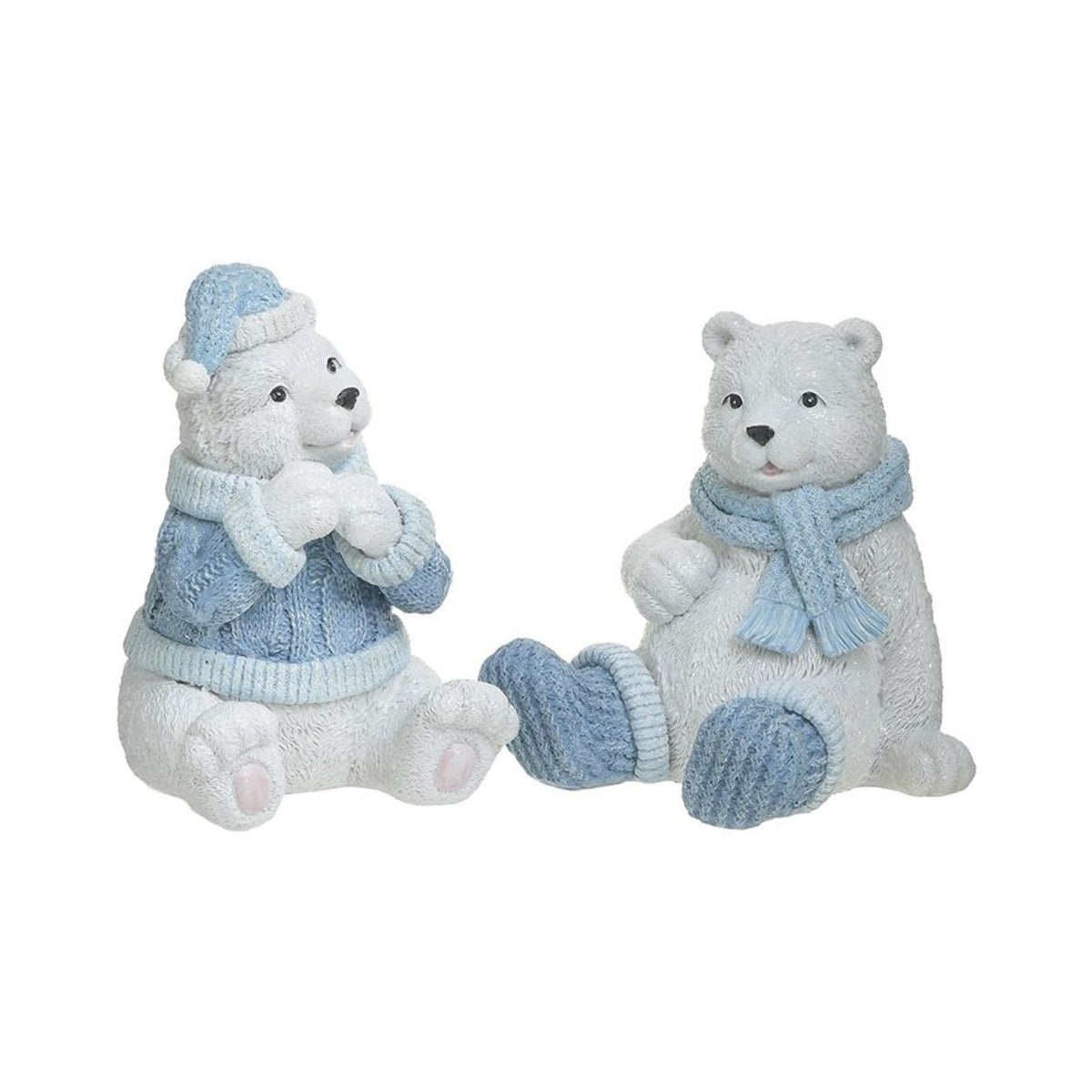 Set 2 decoratiuni Craciun albastre din polirasina Bear 17 cm Inart