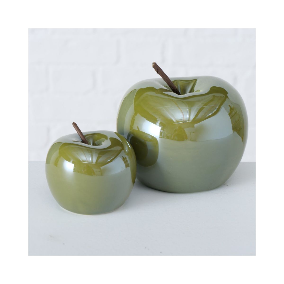 Set 2 decoratiuni verzi din ceramica 7 / 9 cm design mar Perly Boltze