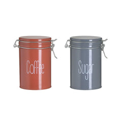 Set 2 recipiente de depozitare rosu, gri din metal Φ10X16 Inart