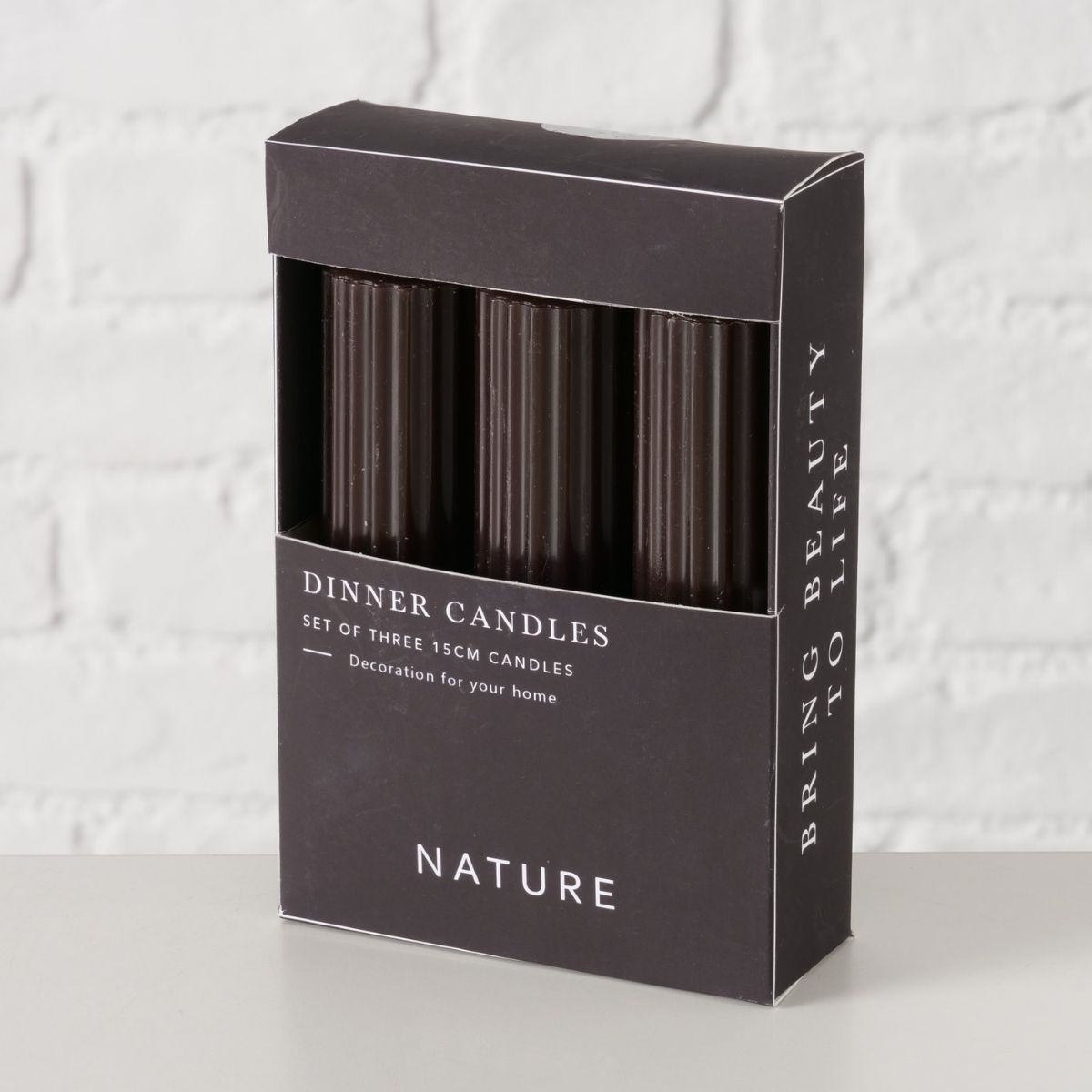 Set 3 lumanari negre din parafina 15 cm Riffly Boltze, 2, hectarul.ro