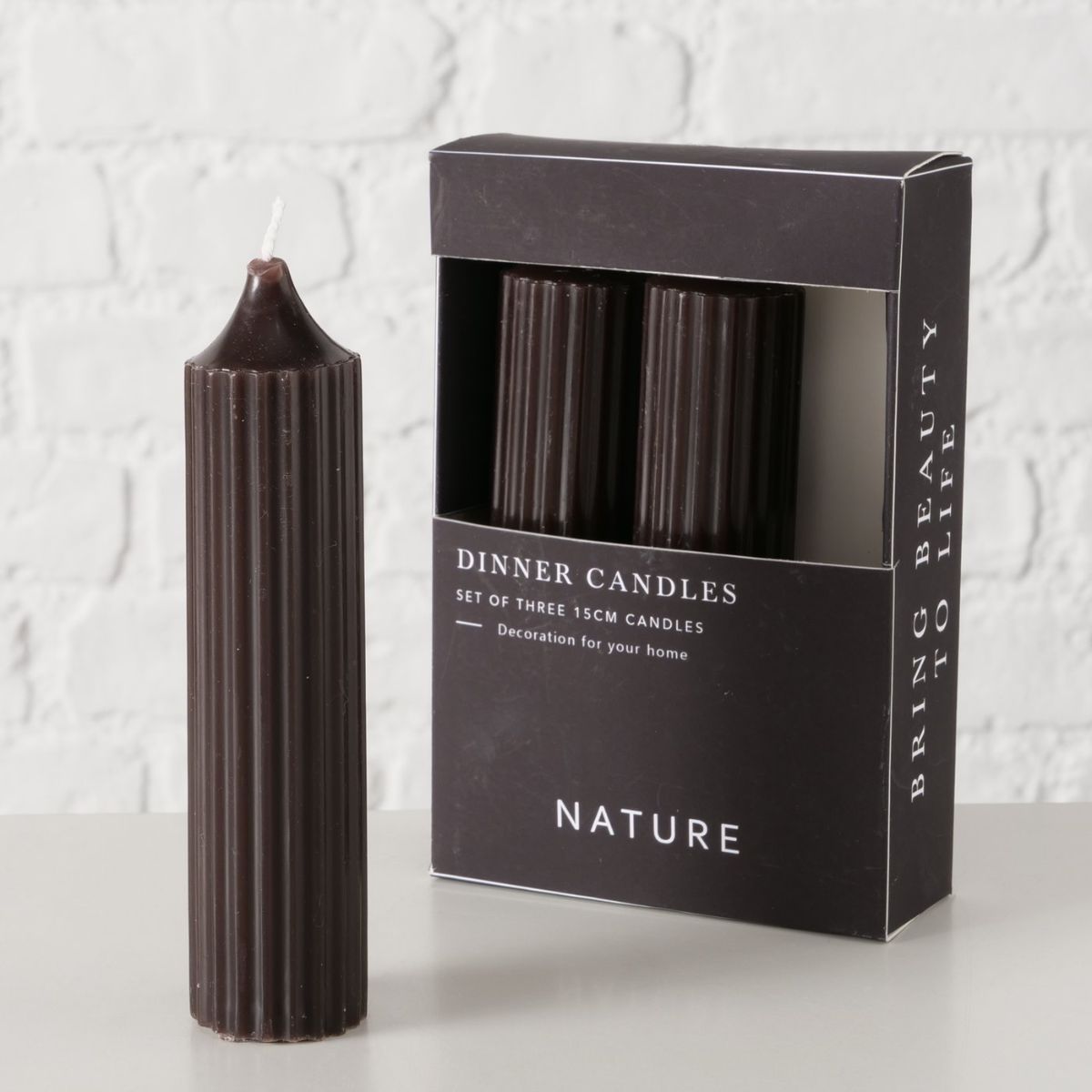 Set 3 lumanari negre din parafina 15 cm Riffly Boltze, 5, hectarul.ro