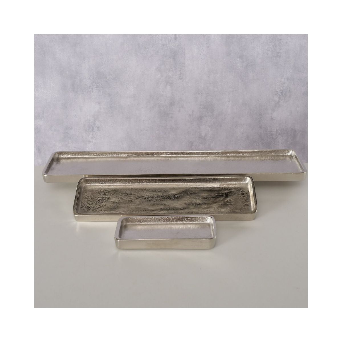 Set 3 tavi argintii din aliaj nichel-aluminiu 13 / 38 / 24 cm Simo Boltze, 6, hectarul.ro