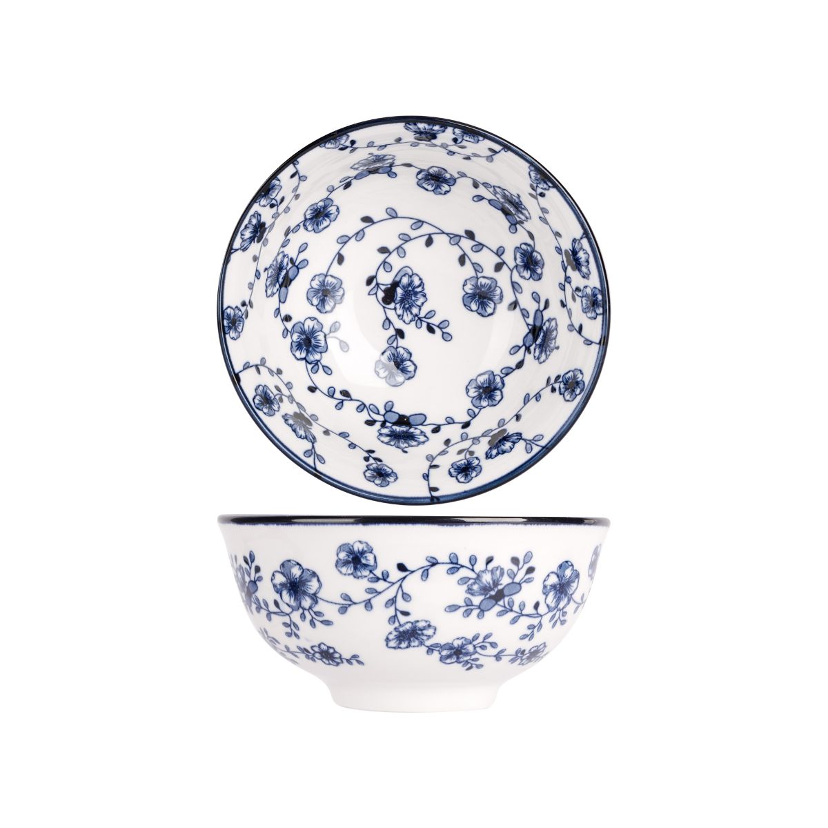 Set 4 boluri alb/albastru din portelan Ø11,5 cm Flor Azul Cosy&Trendy, 1, hectarul.ro