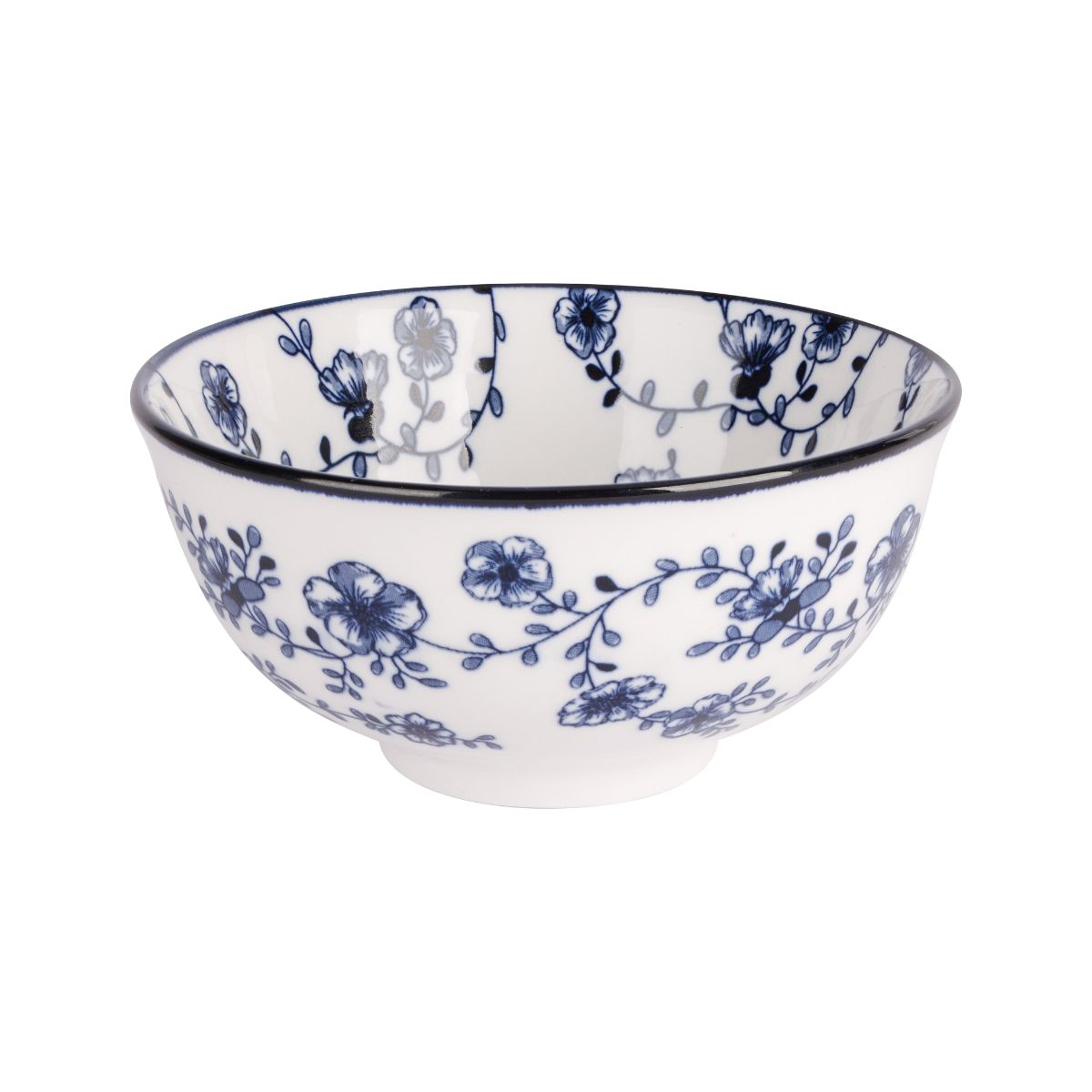 Set 4 boluri alb/albastru din portelan Ø11,5 cm Flor Azul Cosy&Trendy