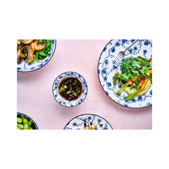 Set 4 boluri alb/albastru din portelan Ø15 cm Flor Azul Cosy&Trendy