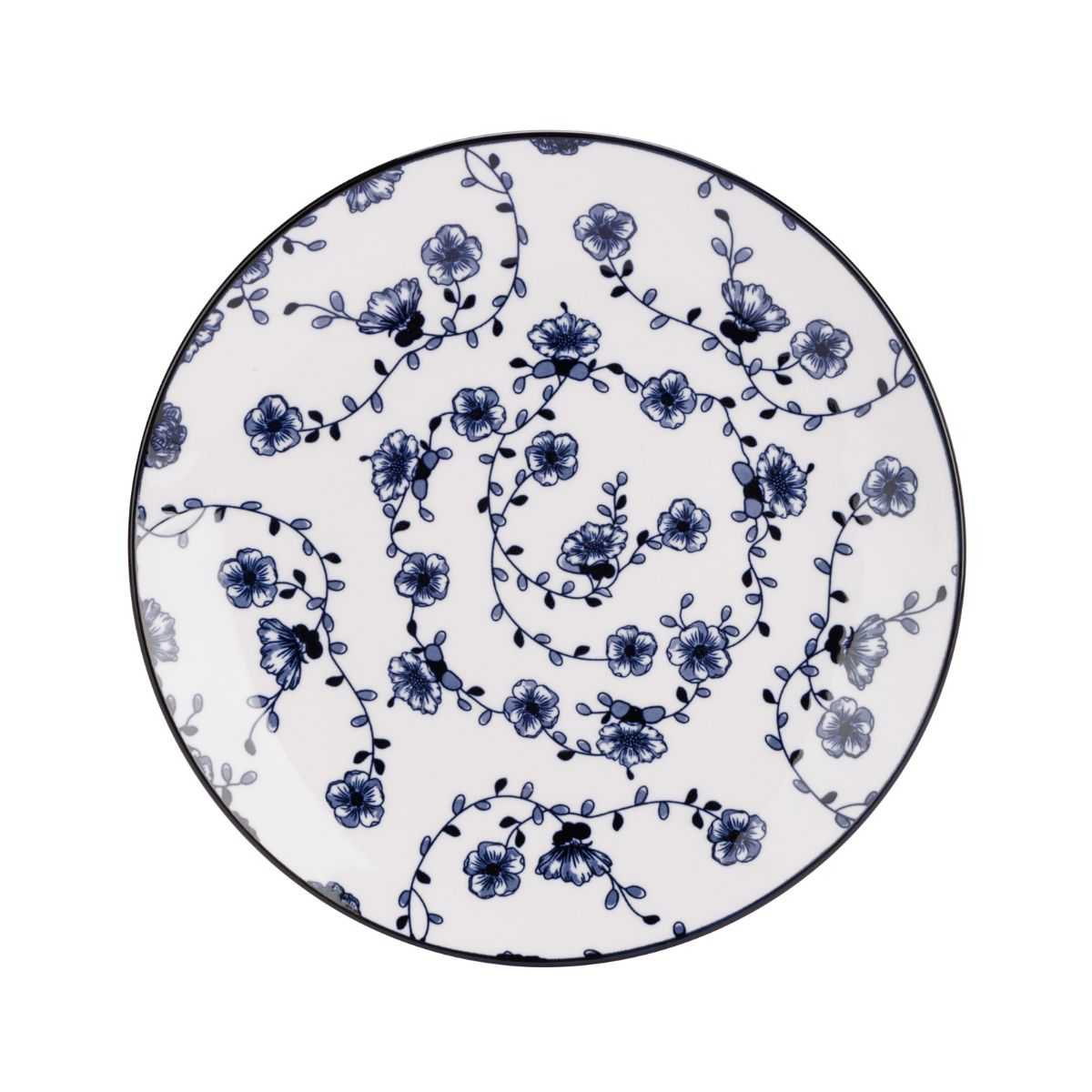 Set 4 farfurii alb/albastru din portelan Ø19 cm Flor Azul Cosy&Trendy