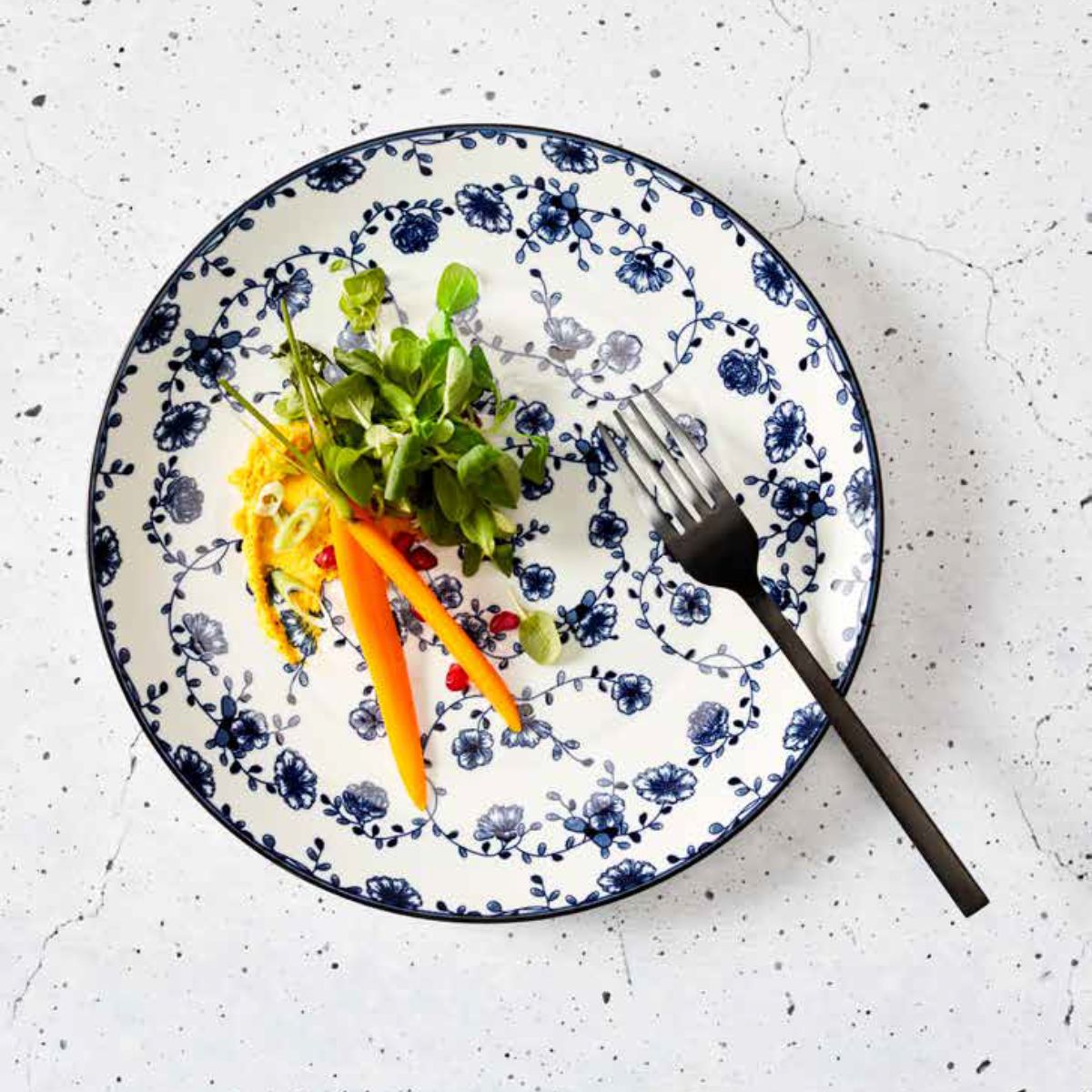 Set 4 farfurii alb/albastru din portelan Ø27 cm Flor Azul Cosy&Trendy, 7, hectarul.ro