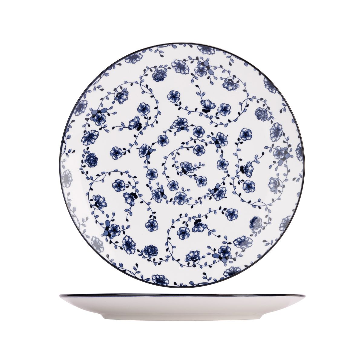 Set 4 farfurii alb/albastru din portelan Ø27 cm Flor Azul Cosy&Trendy, 1, hectarul.ro