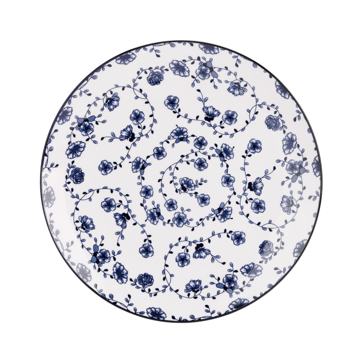 Set 4 farfurii alb/albastru din portelan Ø27 cm Flor Azul Cosy&Trendy, 3, hectarul.ro