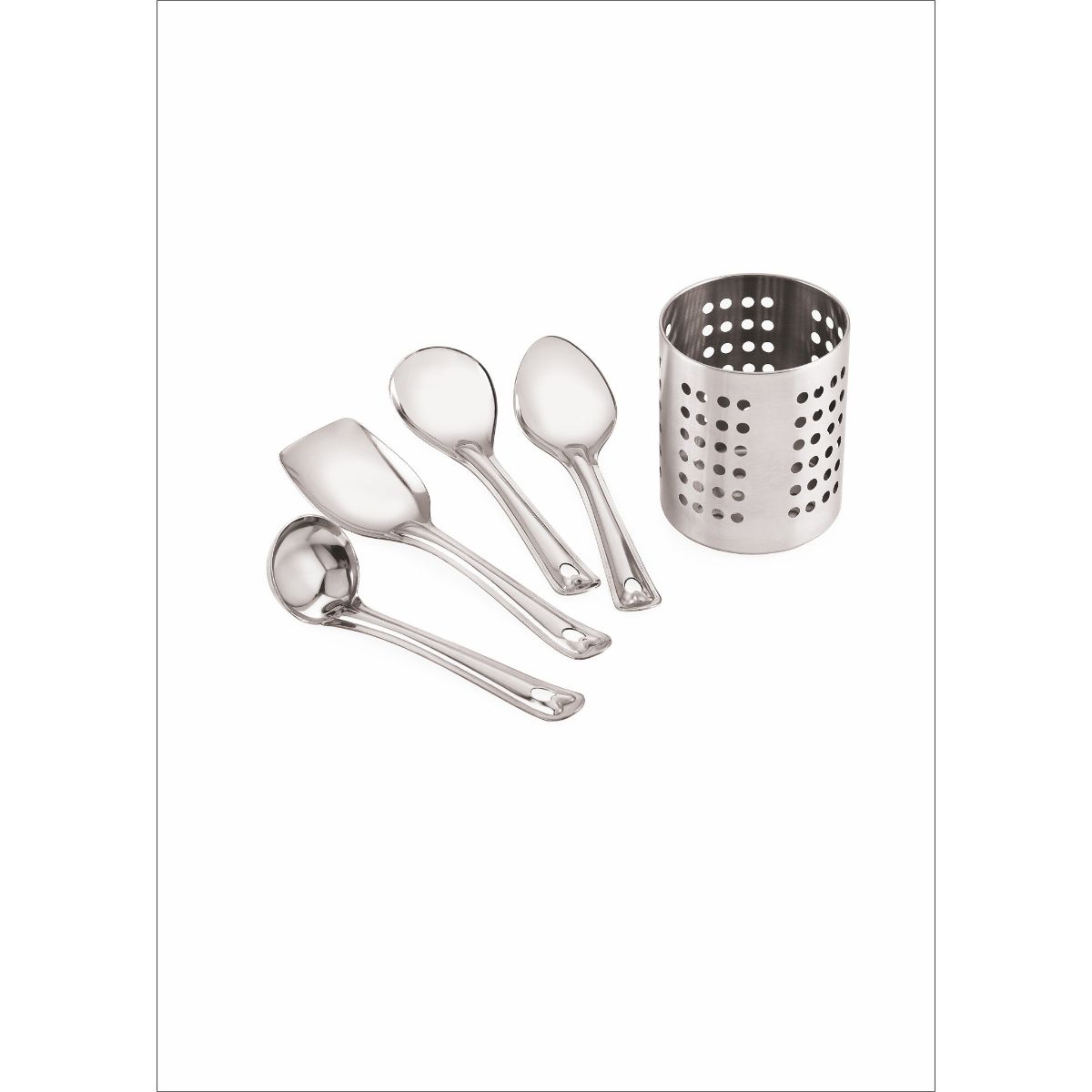 Set 4 ustensile pentru bucatarie si suport, din inox, Grunberg GR197, 2, hectarul.ro