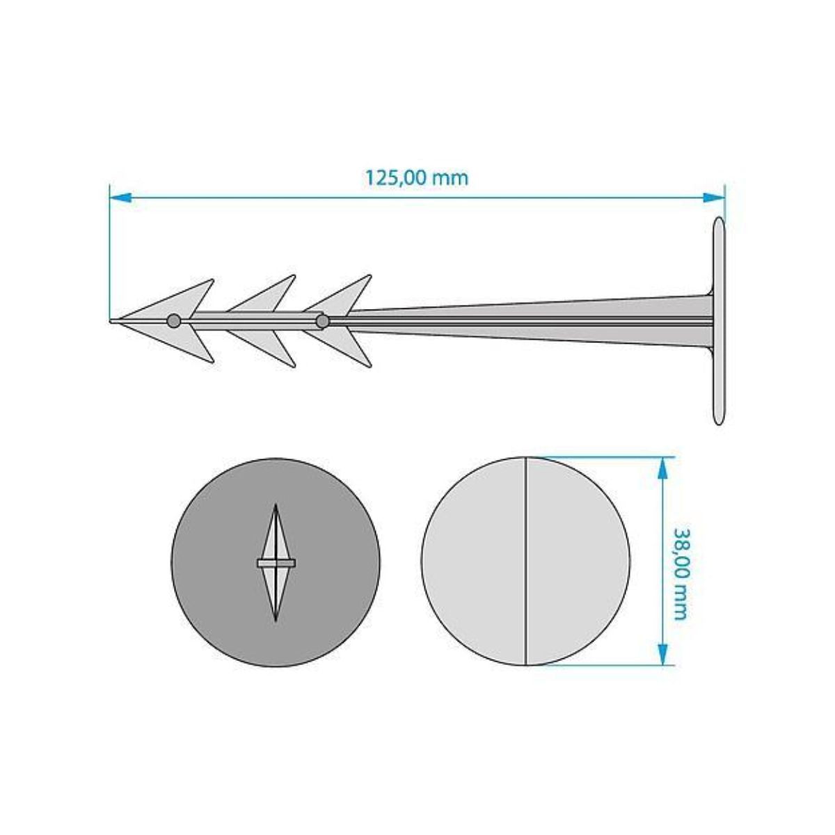 Set 50 cuie plastic fixare folii 125/38 mm
