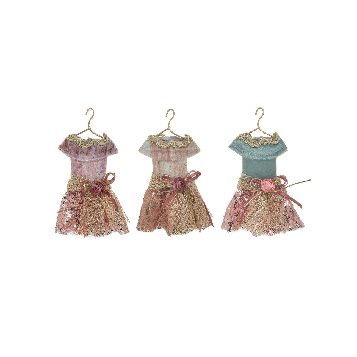 Set 6 Decoratiuni Craciun rochite textile multicolore 7x3x16 cm, 1, hectarul.ro