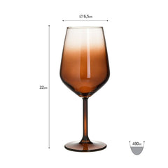 Set 6 pahare de vin maro-transparent din sticla 490cc Inart