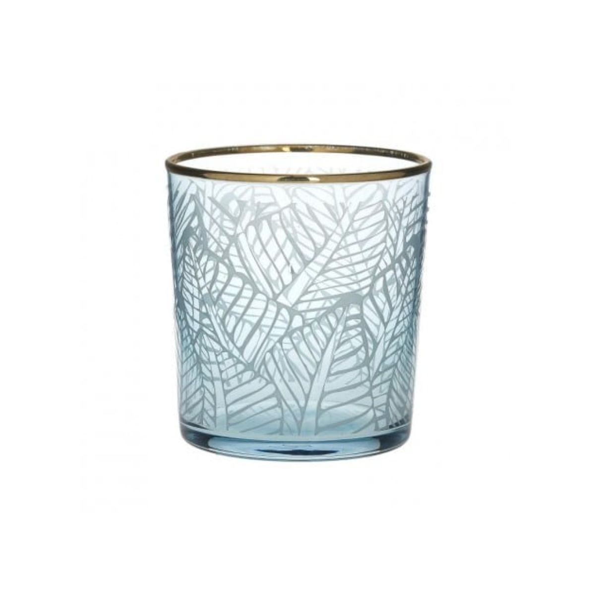 Set 6 pahare pentru apa, sticla albastra, motive florale, 380 ml, 1, hectarul.ro
