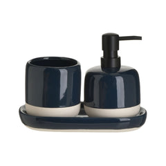 Set accesorii baie albastru inchis/alb  9Χ9Χ13,5 cm Inart