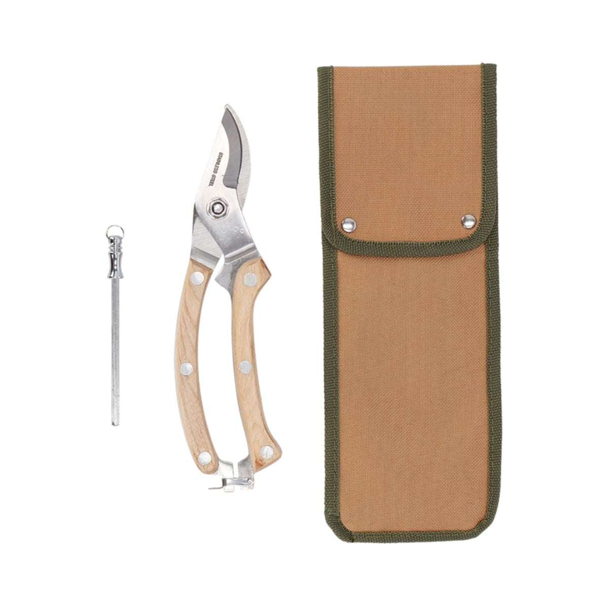 Set-cadou foarfeca de gradinarit din inox, cu ascutitor si teaca, 3, hectarul.ro