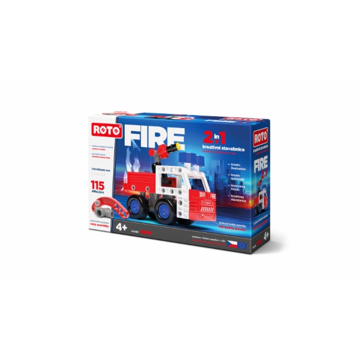 Set constructie Masina de pompieri 2 in 1 Roto Efko, 115 piese, 1, hectarul.ro