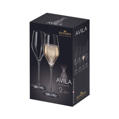 Set de 2 pahare pentru sampanie, transparent, din cristal de Bohemia, 230 ml, Avila Flute