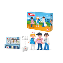 Set de 3 figurine cu accesorii echipa medicala Pokeeto