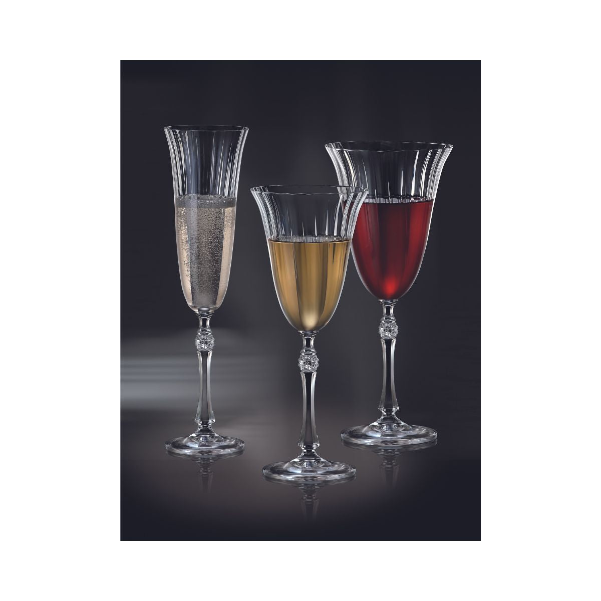 Set de 6 pahare pentru sampanie, transparent, din cristal de Bohemia, 190 ml, Waterfall, 2, hectarul.ro