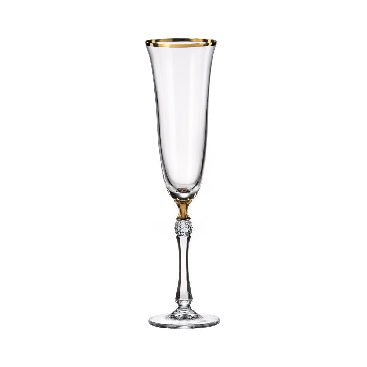 Set de 6 pahare pentru sampanie, transparent, din cristal de Bohemia, 190 ml, Zoya