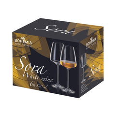Set de 6 pahare pentru vin alb, transparent, din cristal de Bohemia, 520 ml, Sora White Wine