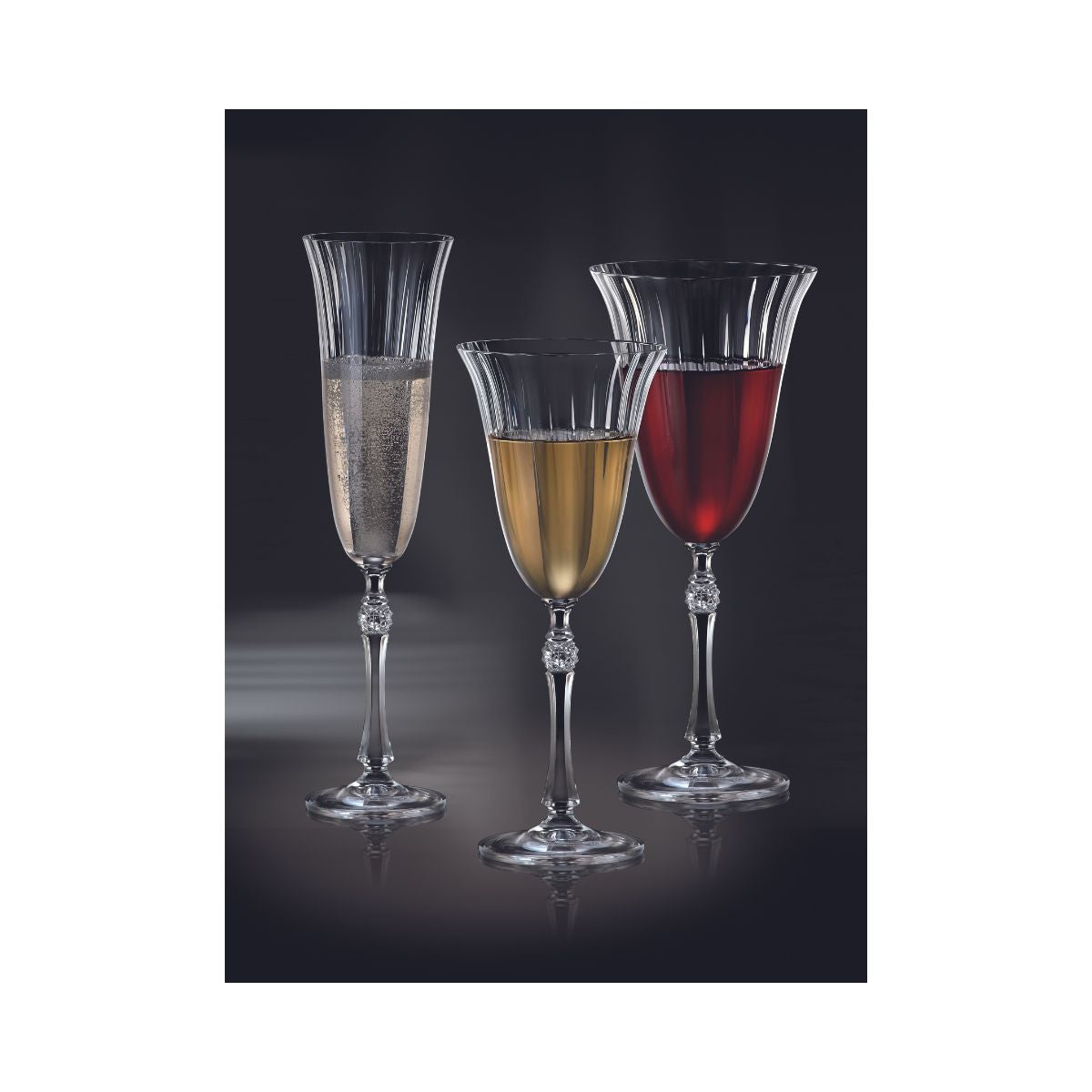 Set de 6 pahare pentru vin rosu, transparent, din cristal de Bohemia, 350 ml, Waterfall, 2, hectarul.ro