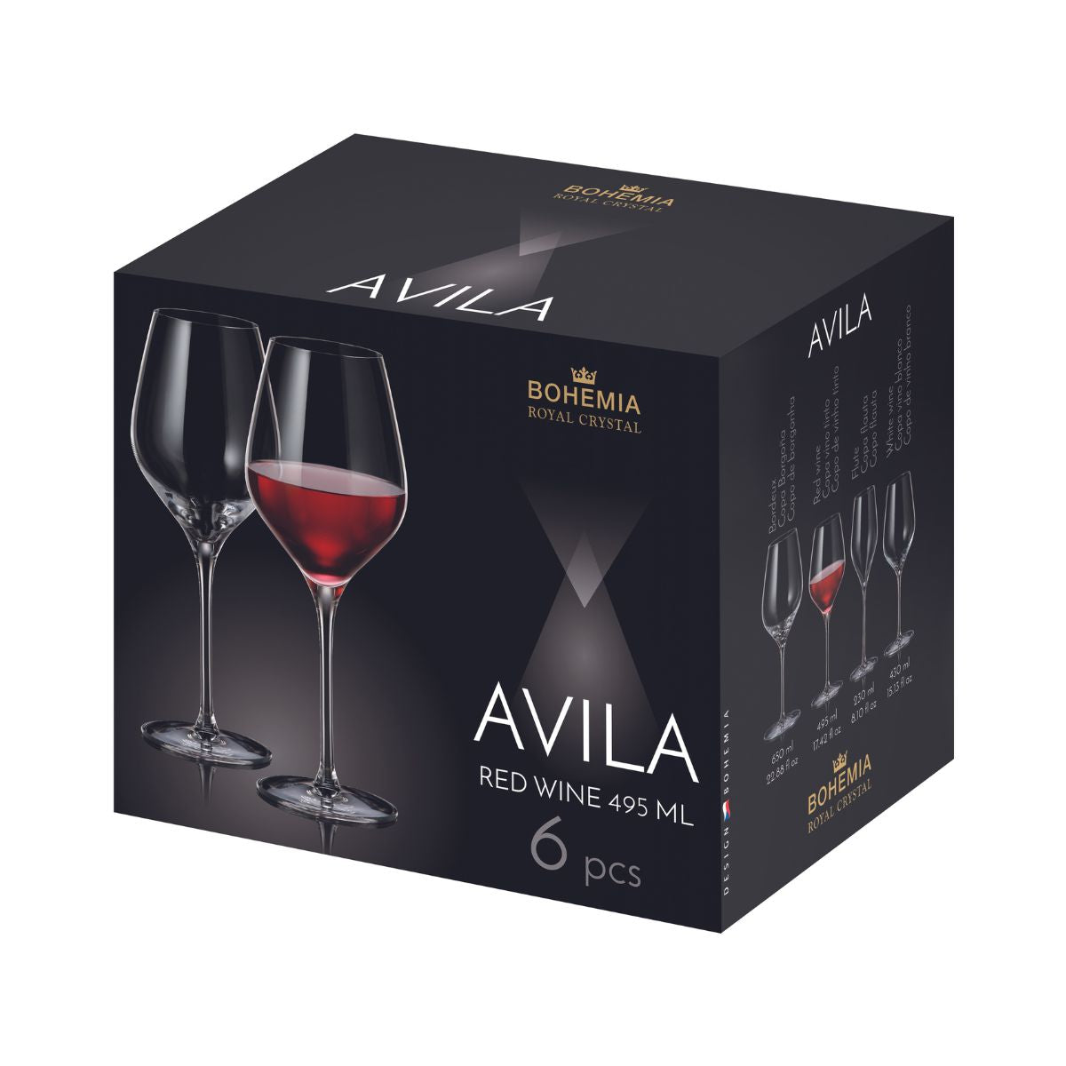 Set de 6 pahare pentru vin rosu, transparent, din cristal de Bohemia, 495 ml, Avila Red Wine, 2, hectarul.ro