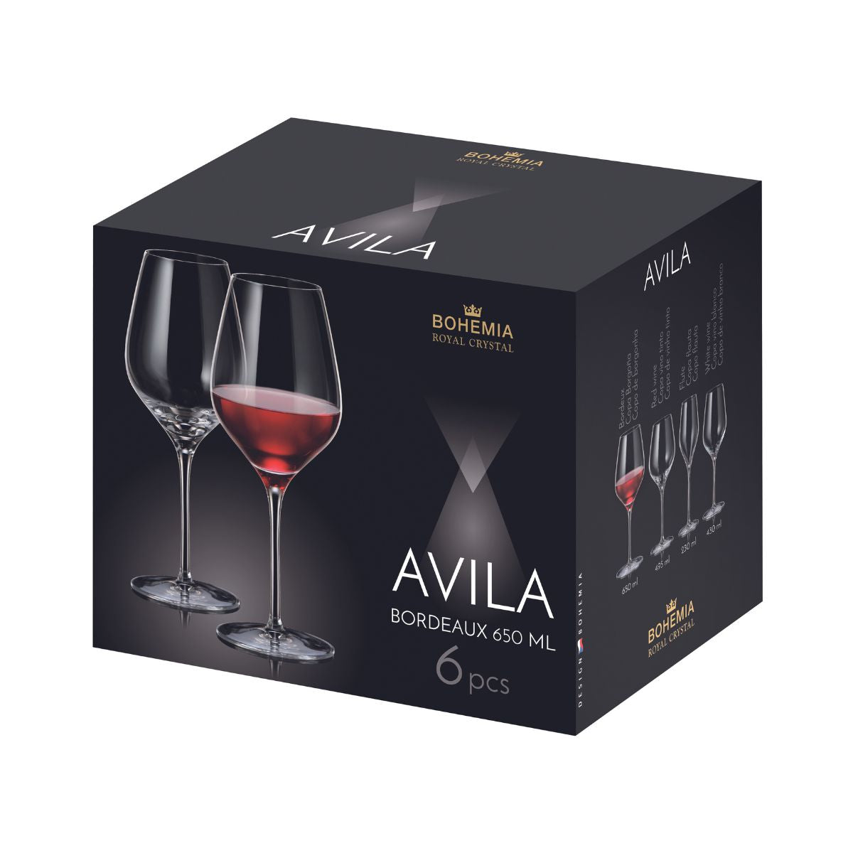 Set de 6 pahare pentru vin rosu, transparent, din cristal de Bohemia, 650 ml, Avila Bordeaux, 2, hectarul.ro