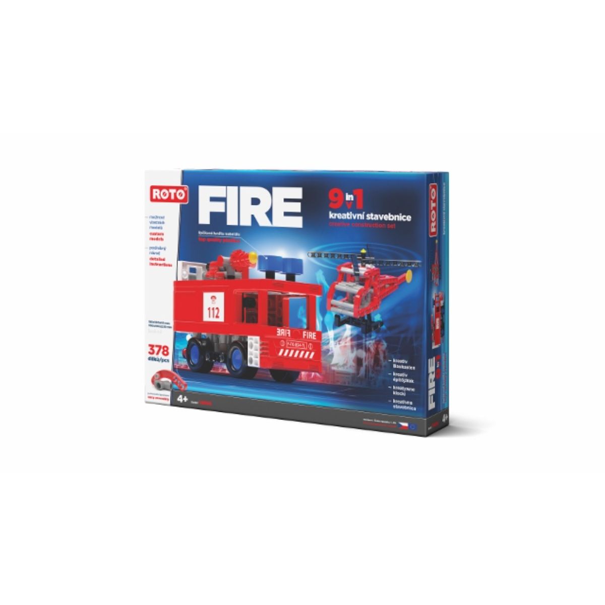 Set de constructie Masina de pompieri 9 in 1 Roto Efko, 378 piese, 1, hectarul.ro