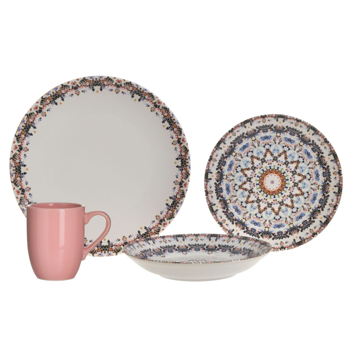 Set elegant pentru cina, din ceramica, pentru 6 persoane. 24 de piese, multicolor., 1, hectarul.ro