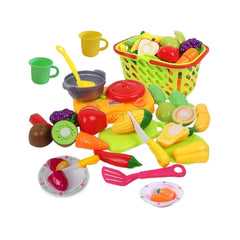 Set jucarii pentru copii cos cu fructe si legume de taiat, Super Market, 20 piese VG 1010 RCO