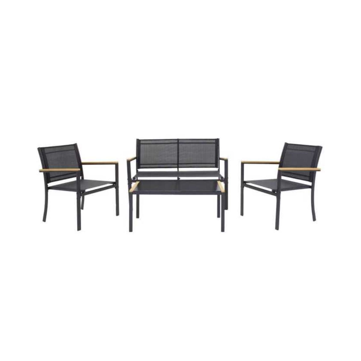 Set mobilier terasa/ gradina cu masa, canapea si scaune negru, 1, hectarul.ro