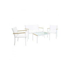 Set mobilier terasa/ gradina cu masa, canapea si scaune alb