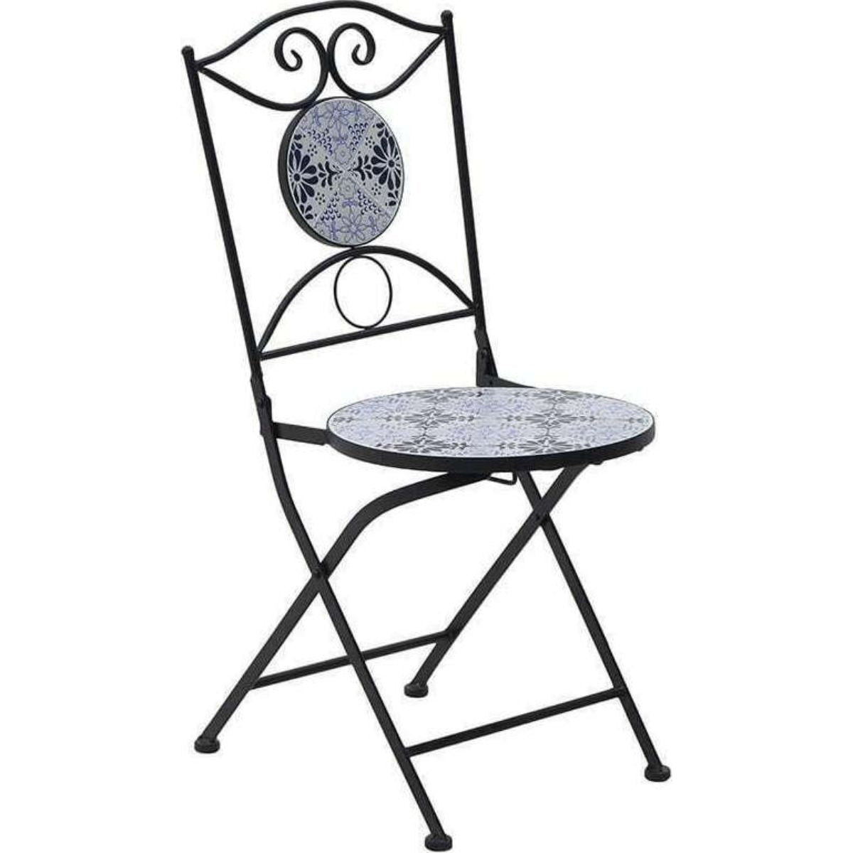 Set mobilier terasa/ gradina maro-alb, 2 scaune si masa, placi ceramice
