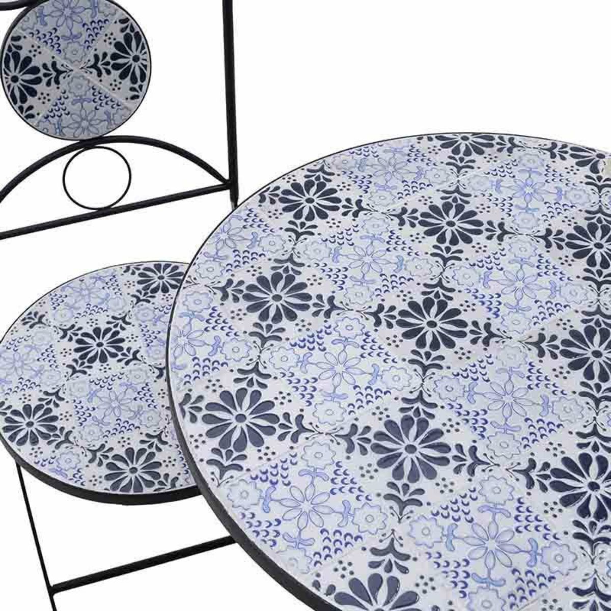 Set mobilier terasa/ gradina maro-alb, 2 scaune si masa, placi ceramice