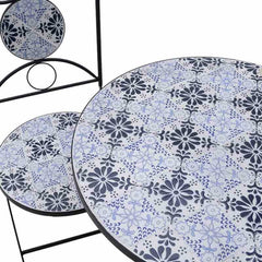 Set mobilier terasa/ gradina maro-alb, 2 scaune si masa, placi ceramice