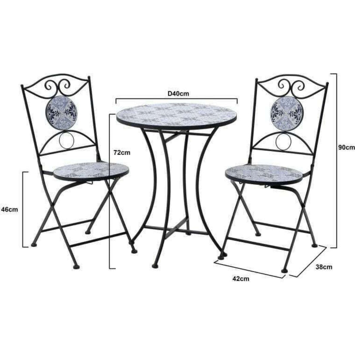 Set mobilier terasa/ gradina maro-alb, 2 scaune si masa, placi ceramice