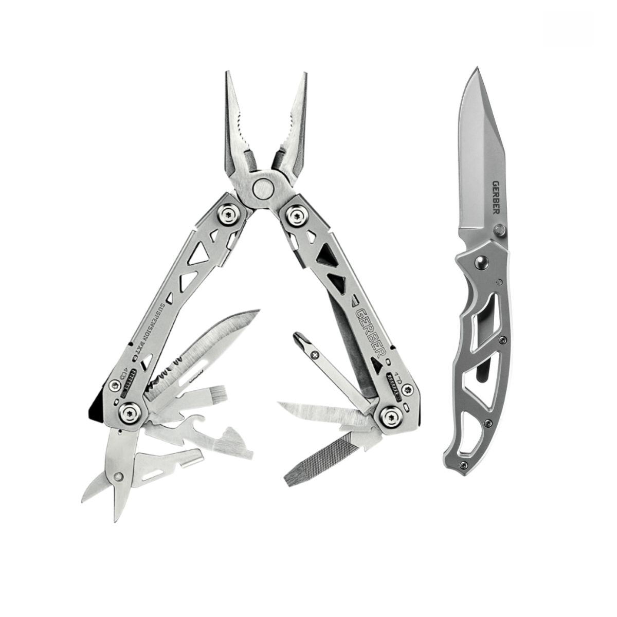 Set promotional Gerber multitool Suspension NXT si cutit pliabil de buzunar Paraframe, 1, hectarul.ro