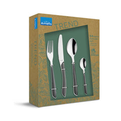 Set tacamuri 24 piese gri-ardezie/argintiu Eclat Amefa