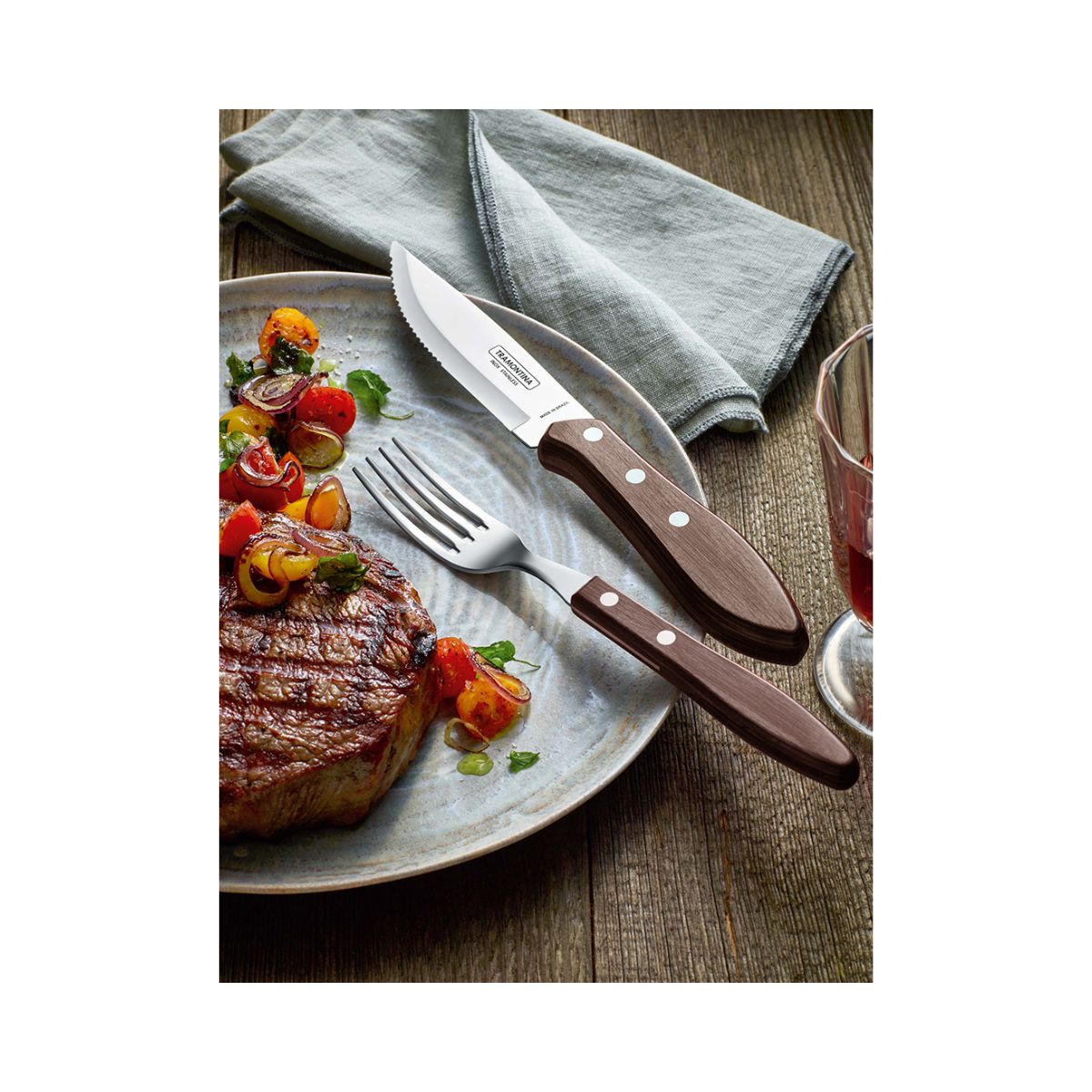 Set tacamuri 8 piese Steak Fandango maro Tramontina