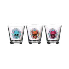 Set trei pahare transparente din sticla 25,5 cl Mexican Skull Urban Living