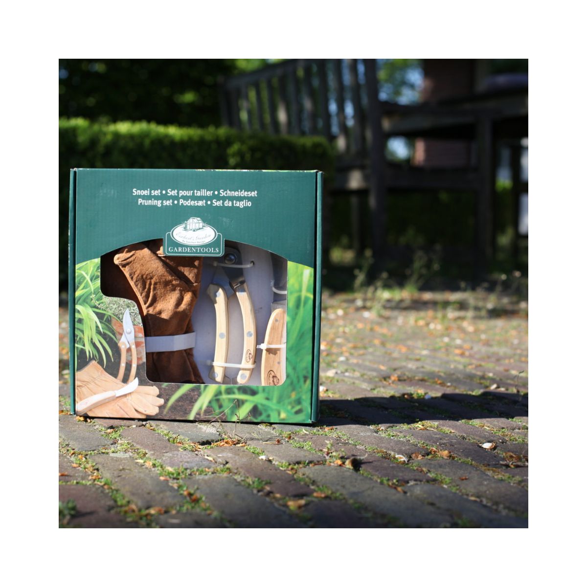 Set unelte pentru gradinarit din inox, lemn de frasin si piele Pruning Esschert Design