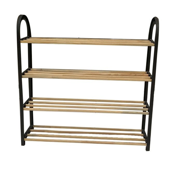 Suport cu 4 rafturi, din lemn si plastic, pentru incaltaminte, 64 x 18 x 64 cm, bienWood STO6710