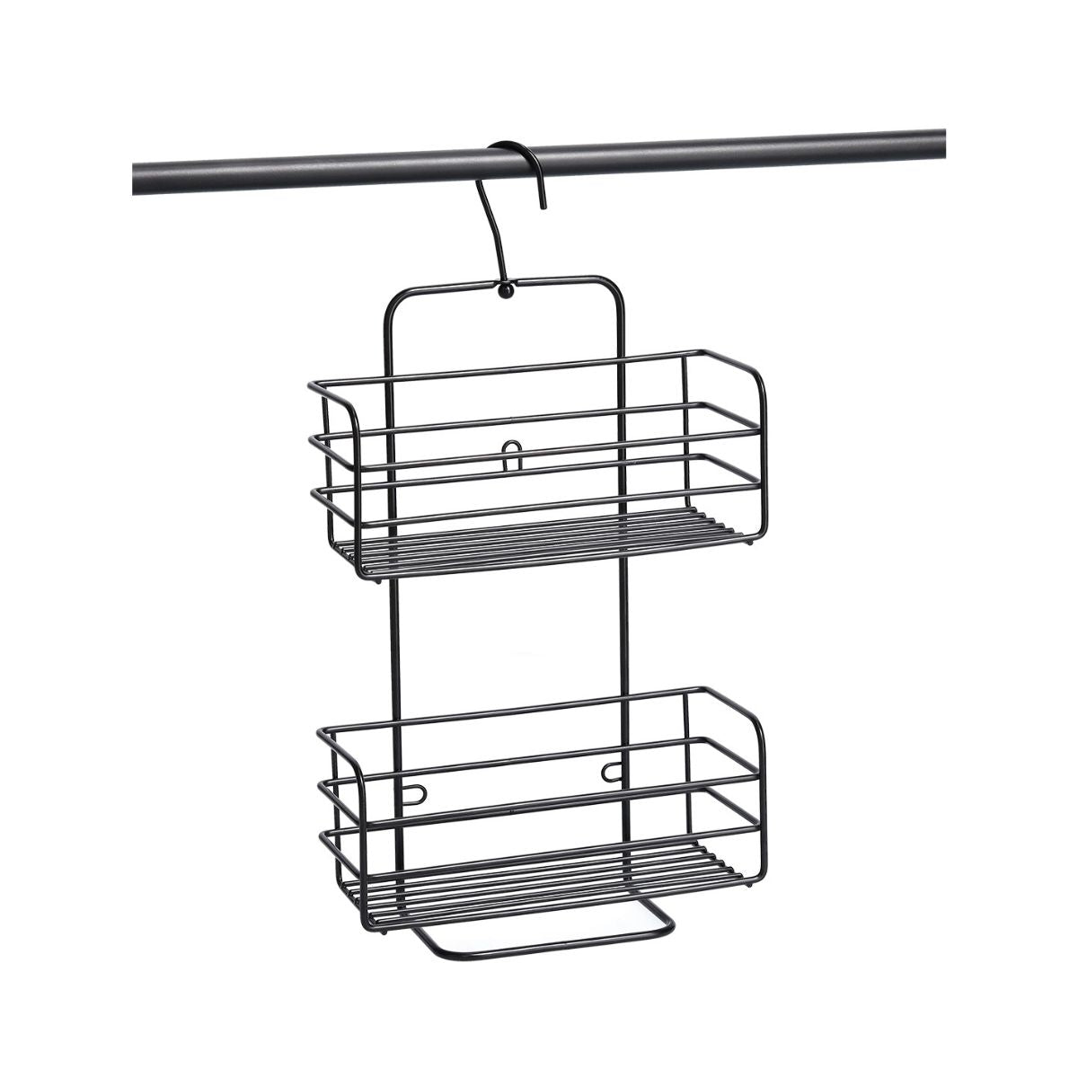 Suport de accesorii pentru baie/bucatarie cu ventuze, negru, din metal, 25 cm, Bathroom Rack Zeller