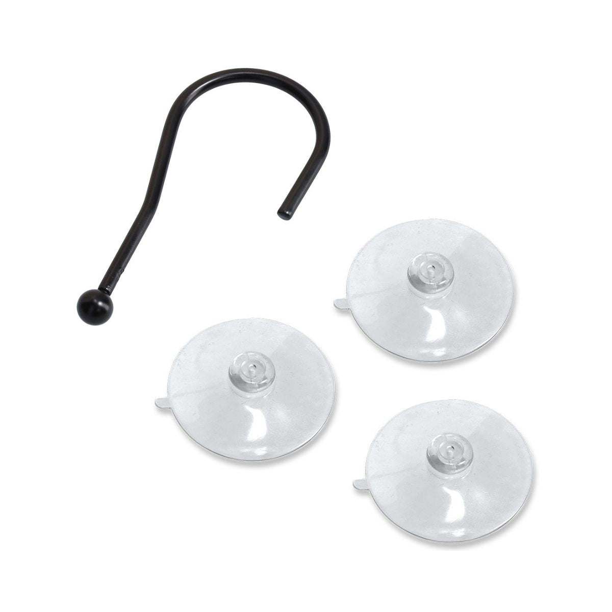 Suport de accesorii pentru baie/bucatarie cu ventuze, negru, din metal, 25 cm, Bathroom Rack Zeller