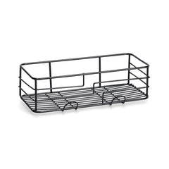 Suport de accesorii pentru baie/bucatarie cu ventuze, negru, din metal, 28 cm, Bathroom Rack Zeller